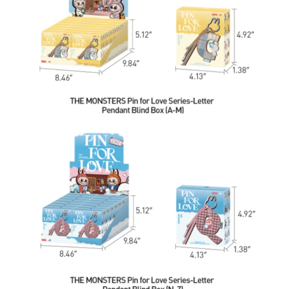 Pop Mart Labubu The Monsters Pin for Love Series Letter Keychain (A-Z &?) - Picture 2 of 7